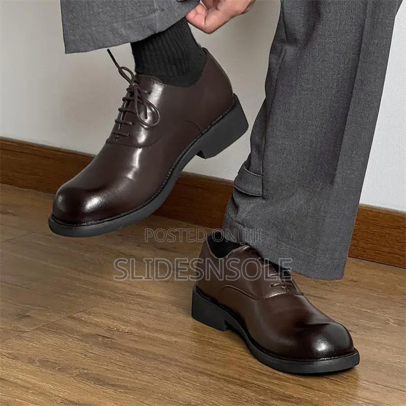 Square-toe British Platform Leather Shoes