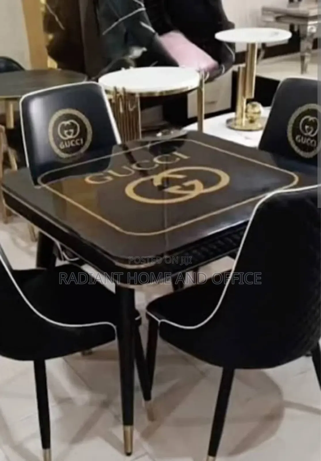 Channel Design Pin Leg Dinning by 4 Seaters
