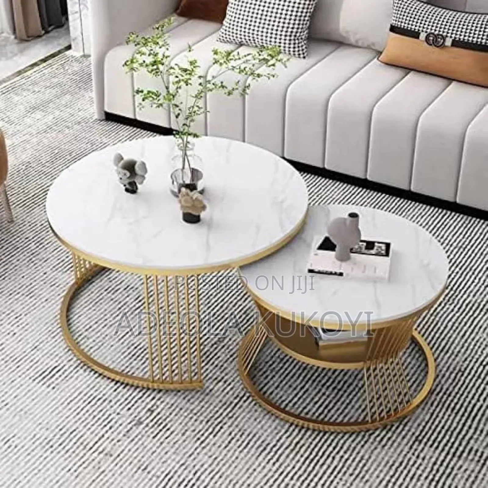 White Nesting 2pcs Faux Marble Center Table