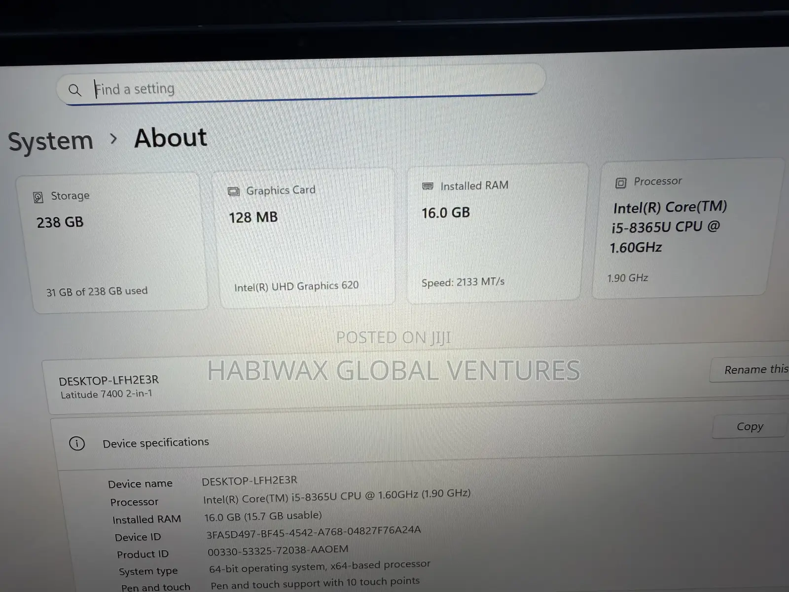 Laptop Dell Latitude 7400 16GB Intel Core i5 SSD 256GB