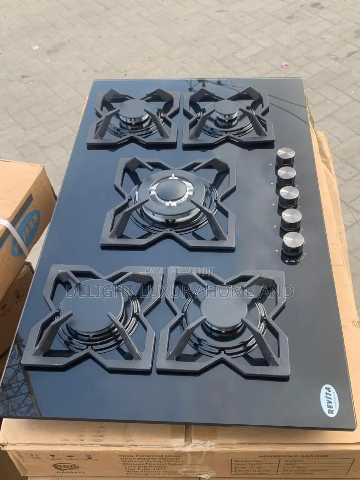 5 Burner Gas Cooker Black Color