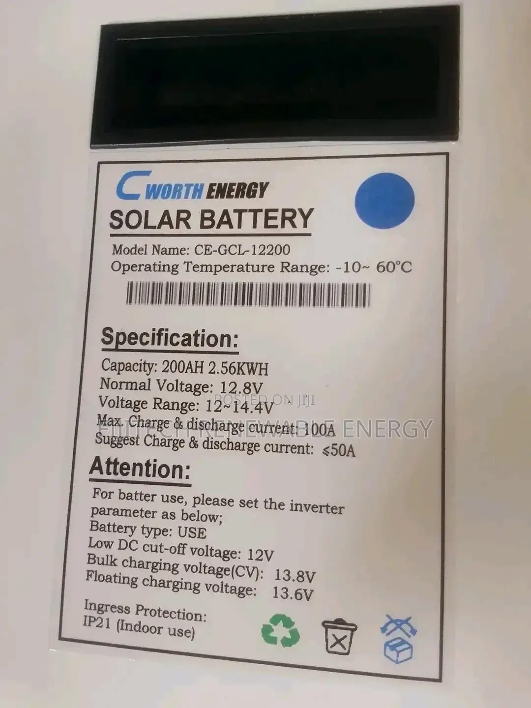 2.56kwh Cworth Lithium Battery 200ah