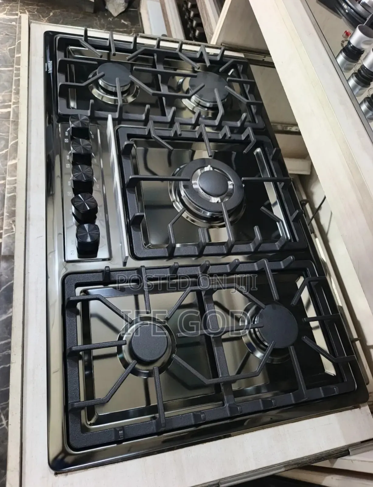 Original Phiima 90cm Built-in 5 Burners Black Stainless Steel Gas Hob