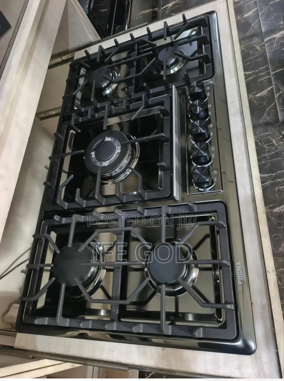 Original Phiima 90cm Built-in 5 Burners Black Stainless Steel Gas Hob