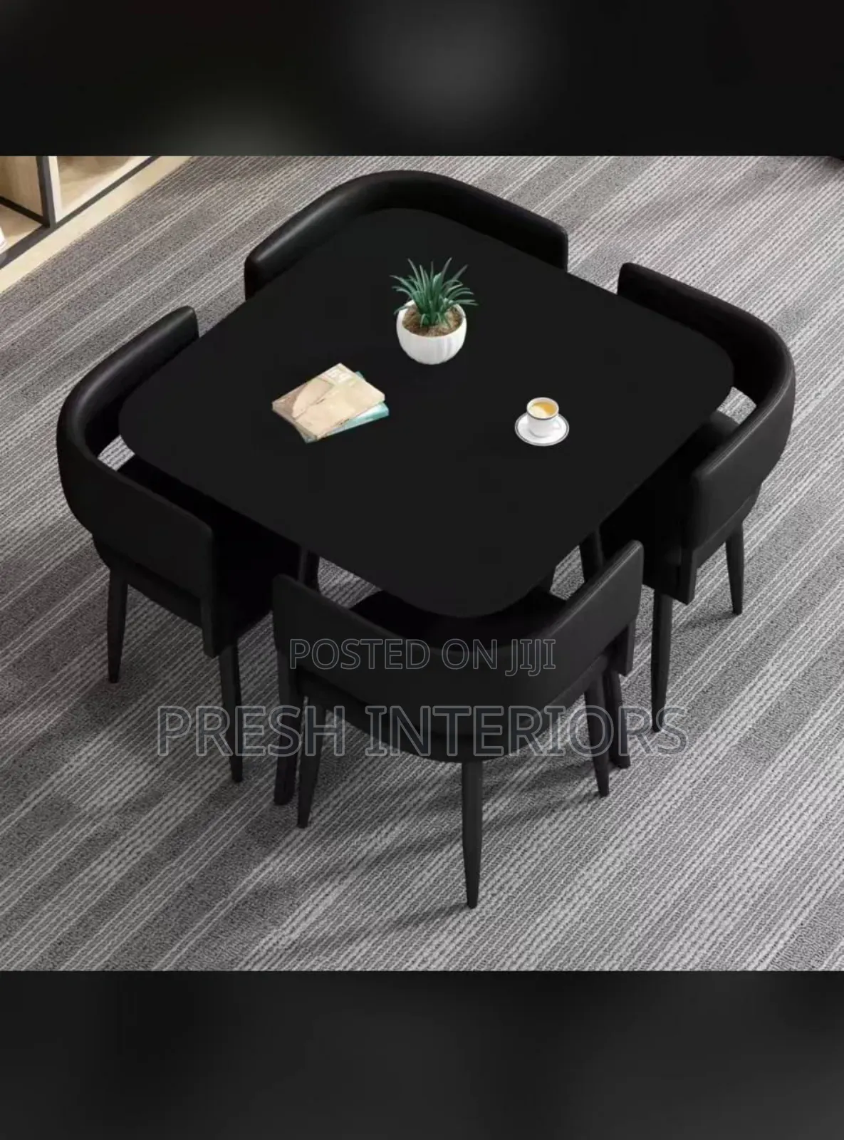 Black Marble Top Dining Set