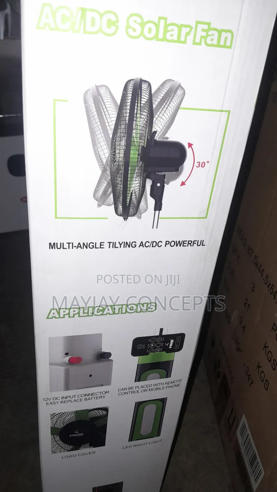 18" Iwin Rechargeable Ac/Dc Solar Standing Fan-Solar Panel and 2-Bulb
