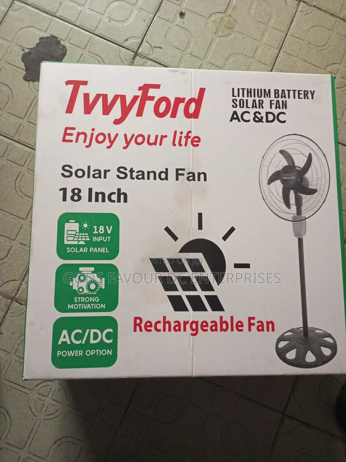18 Inch Rechargeable Fan With Sola Panel