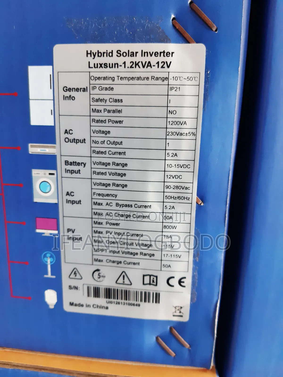 Luxsun Inverter 1.2kva 12v