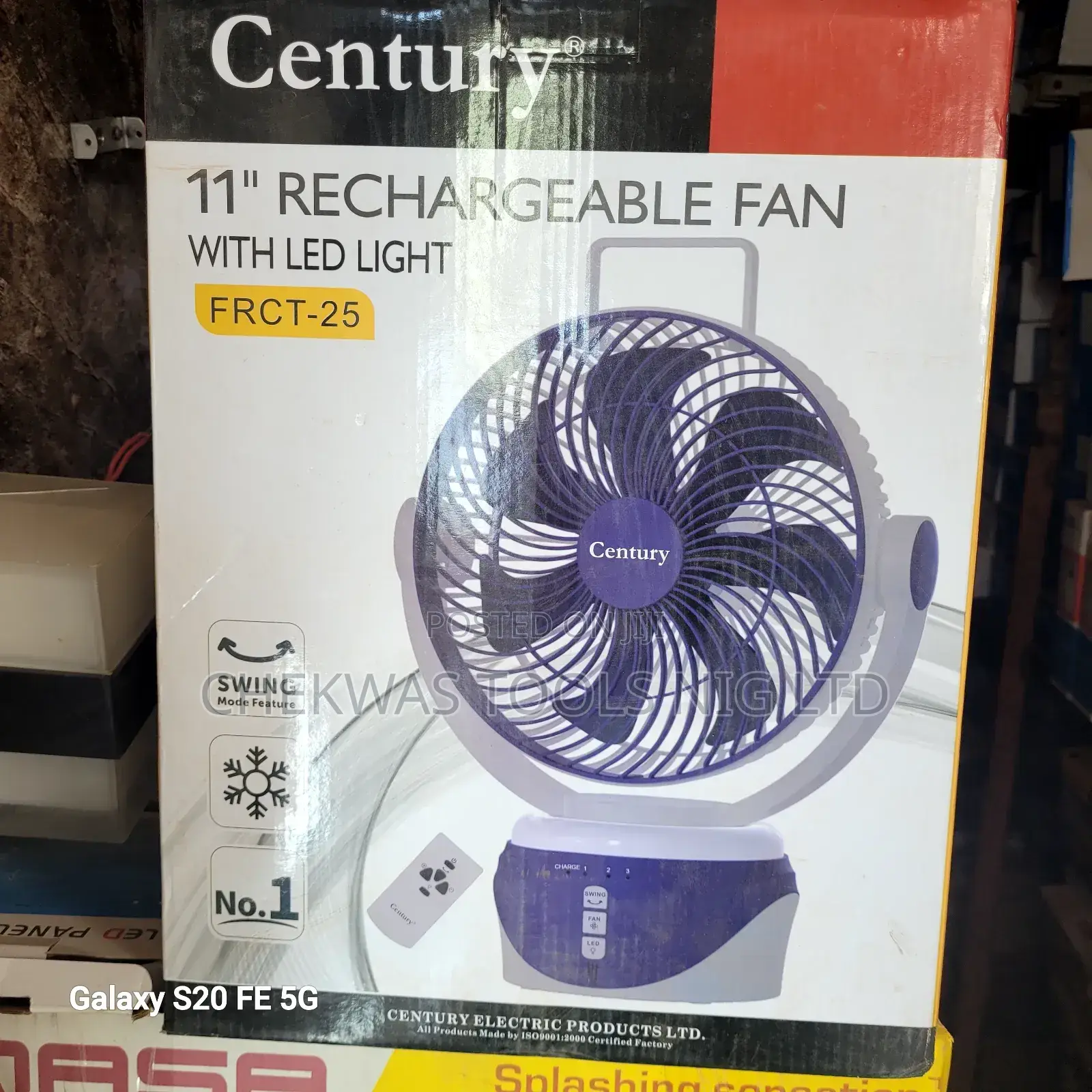 Century 11" Rechargeable Fan With Led Light