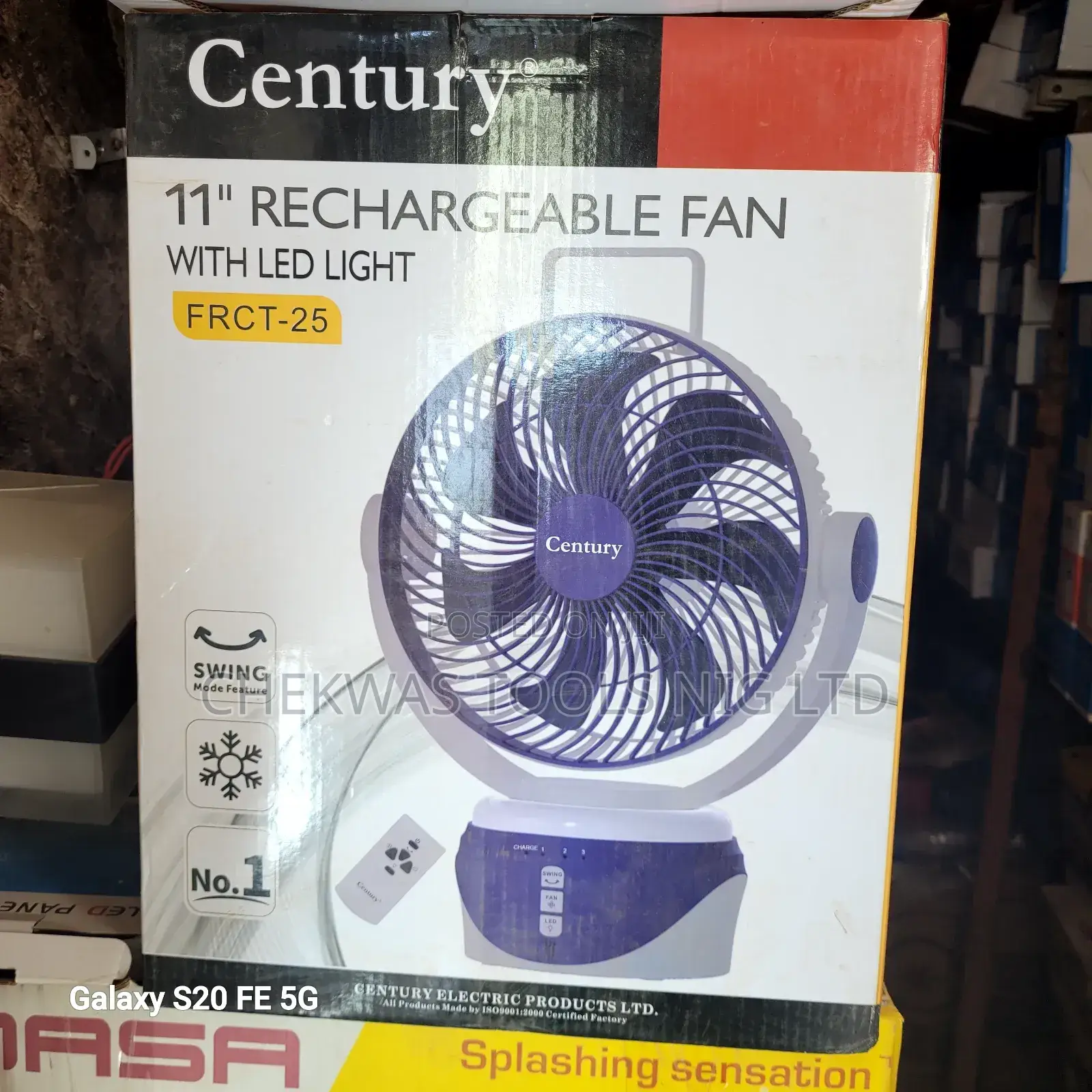 Century 11" Rechargeable Fan With Led Light