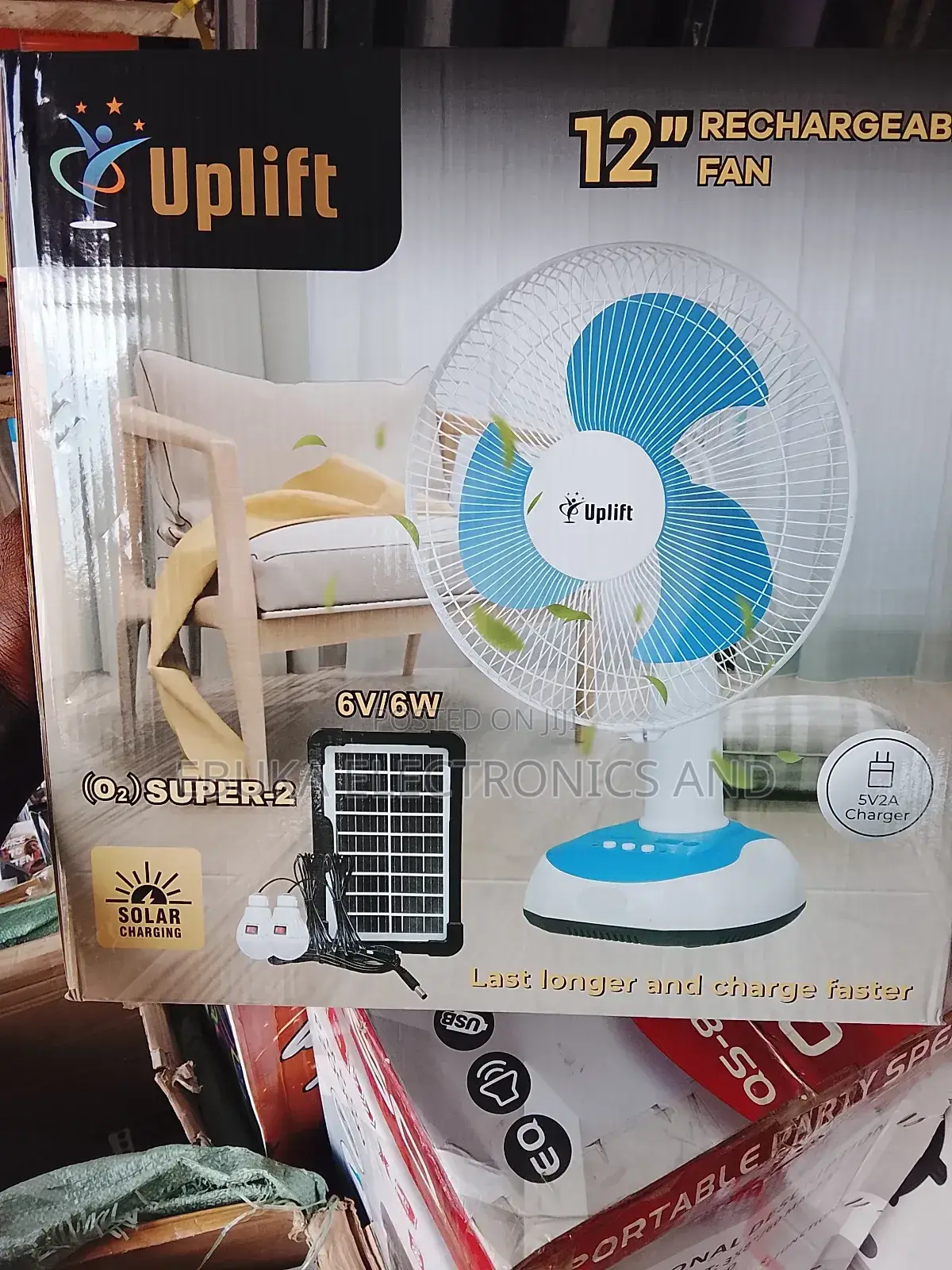 12 Inches Rechargeable Table Fan Is Available Litum Battery Inside