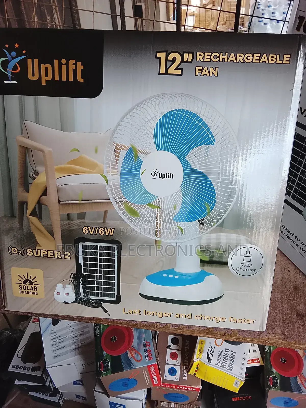 12 Inches Rechargeable Table Fan Is Available Litum Battery Inside