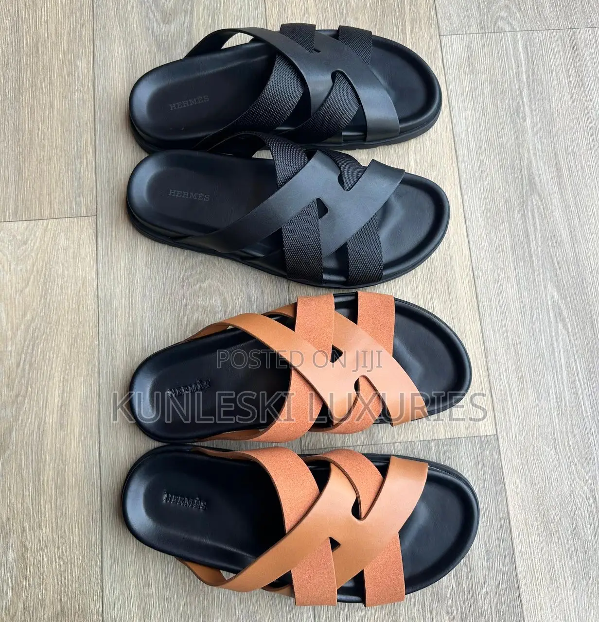 Original Hermes Kazimir Leather Slippers for Men