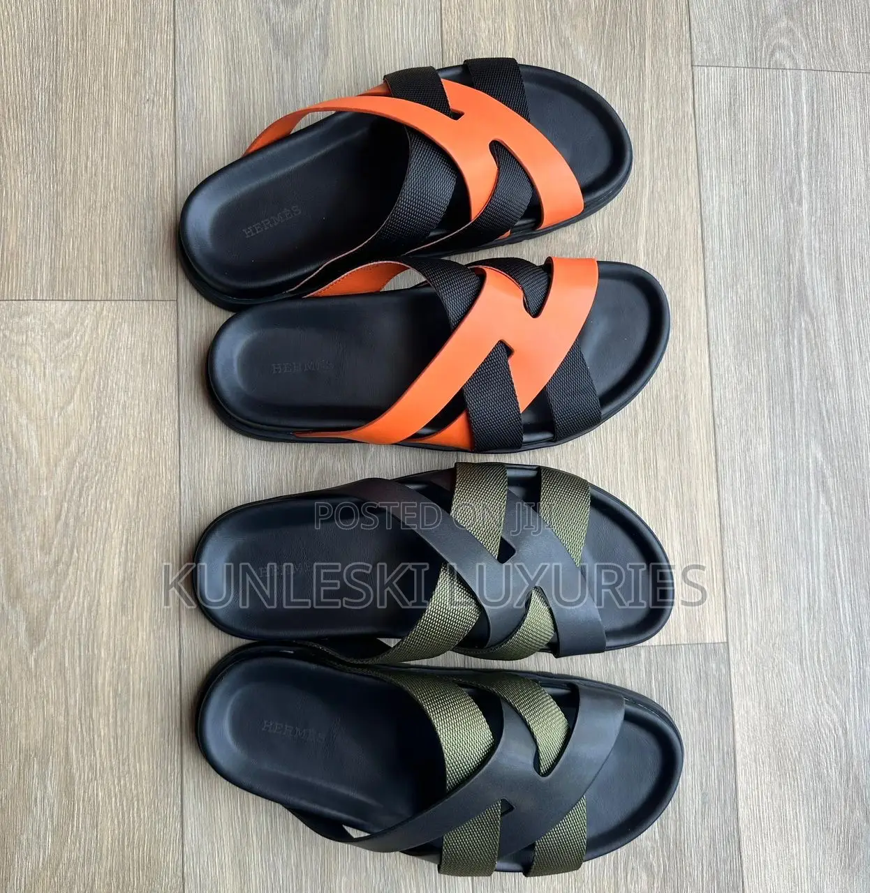 Original Hermes Kazimir Leather Slippers for Men