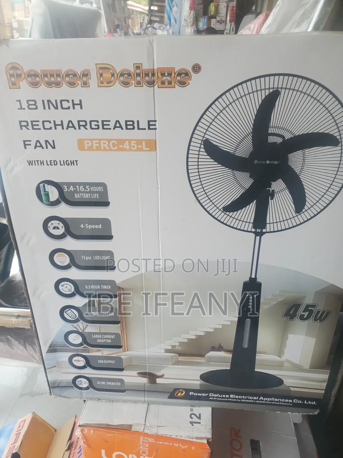 Power Deluxe Rechargeable Fan 18inch