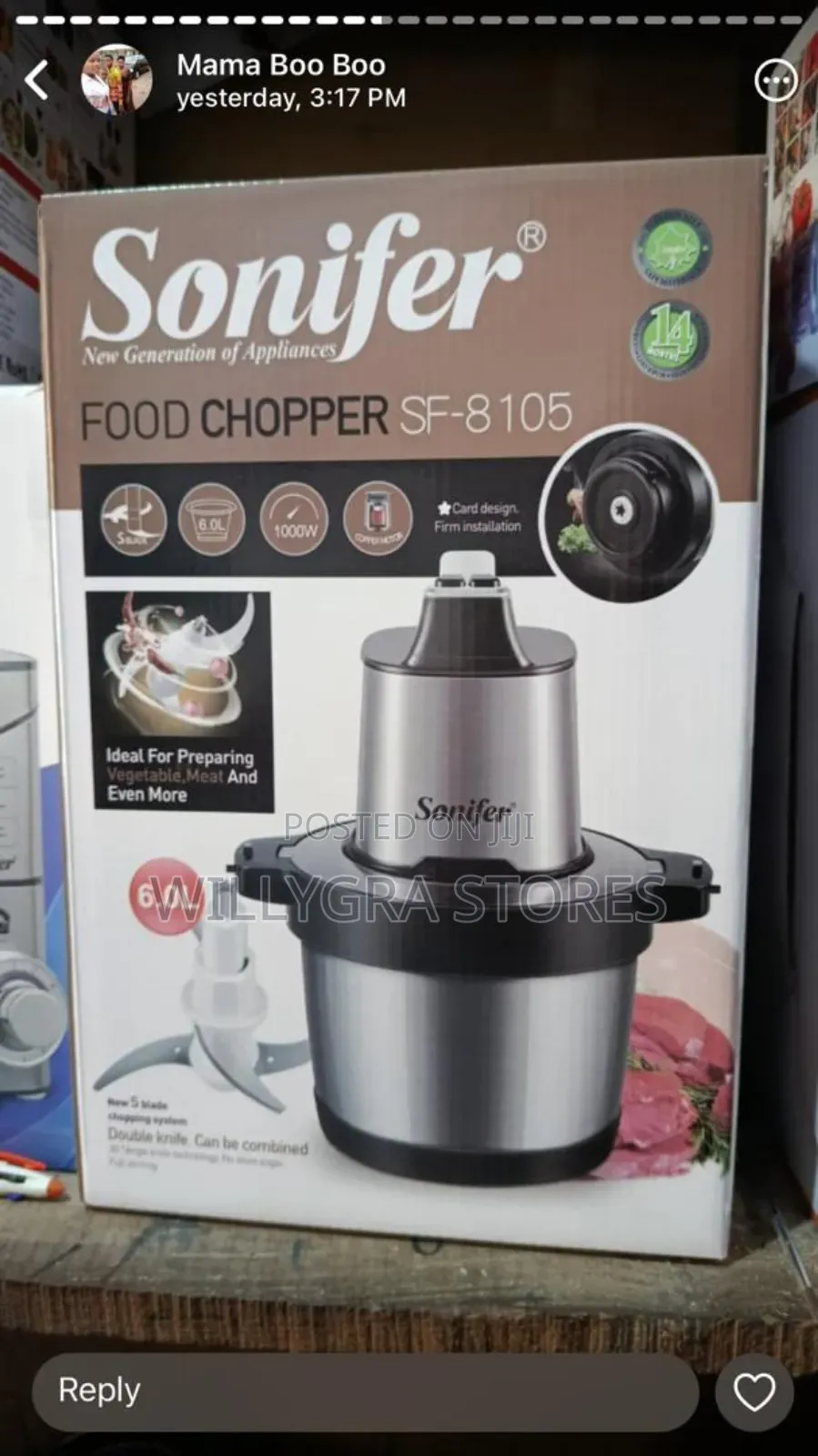Sonifer Electric Food Chopper / Meat Grinder (6 L, 1000 W)