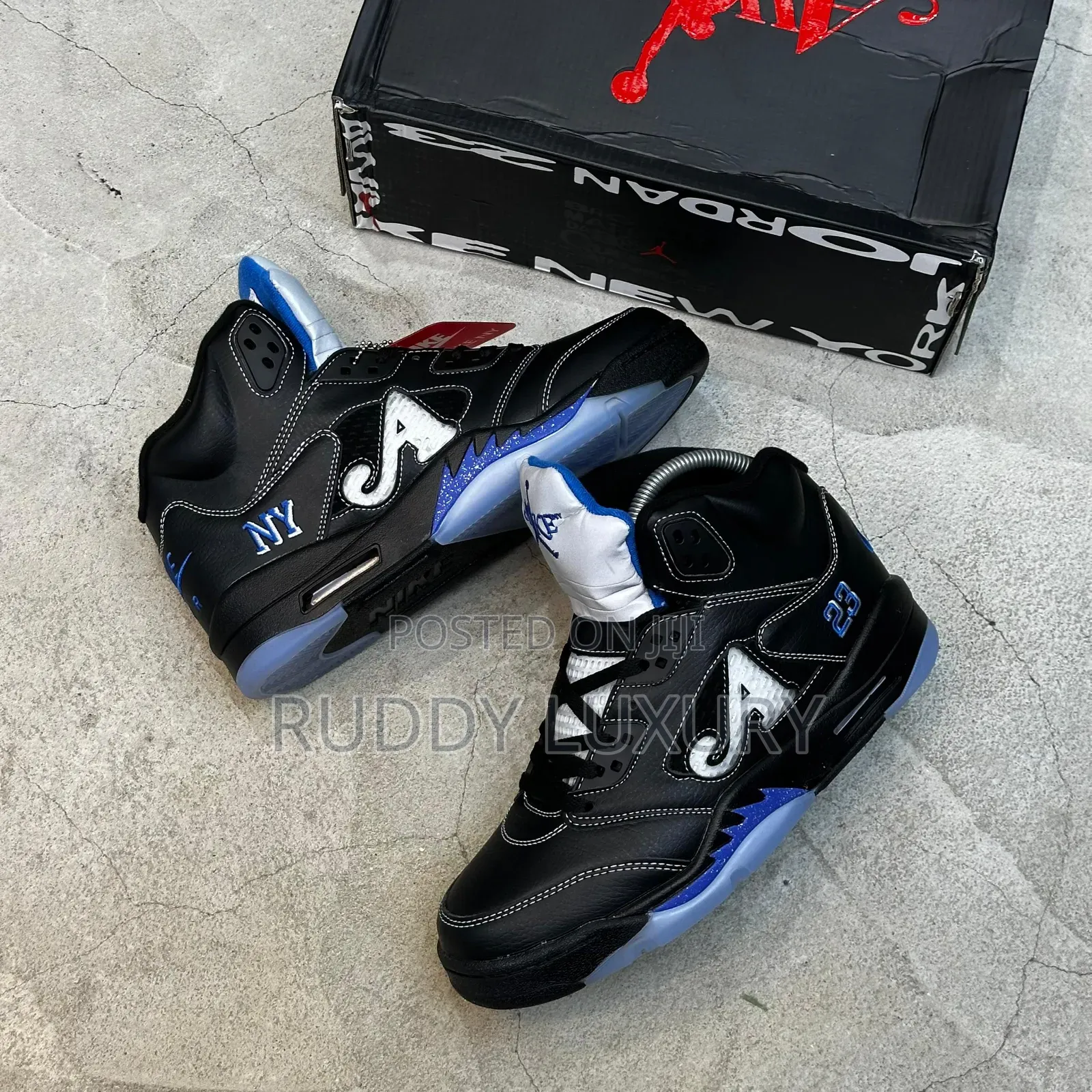 Air Jordan 5 Retro Black Custom Sneakers