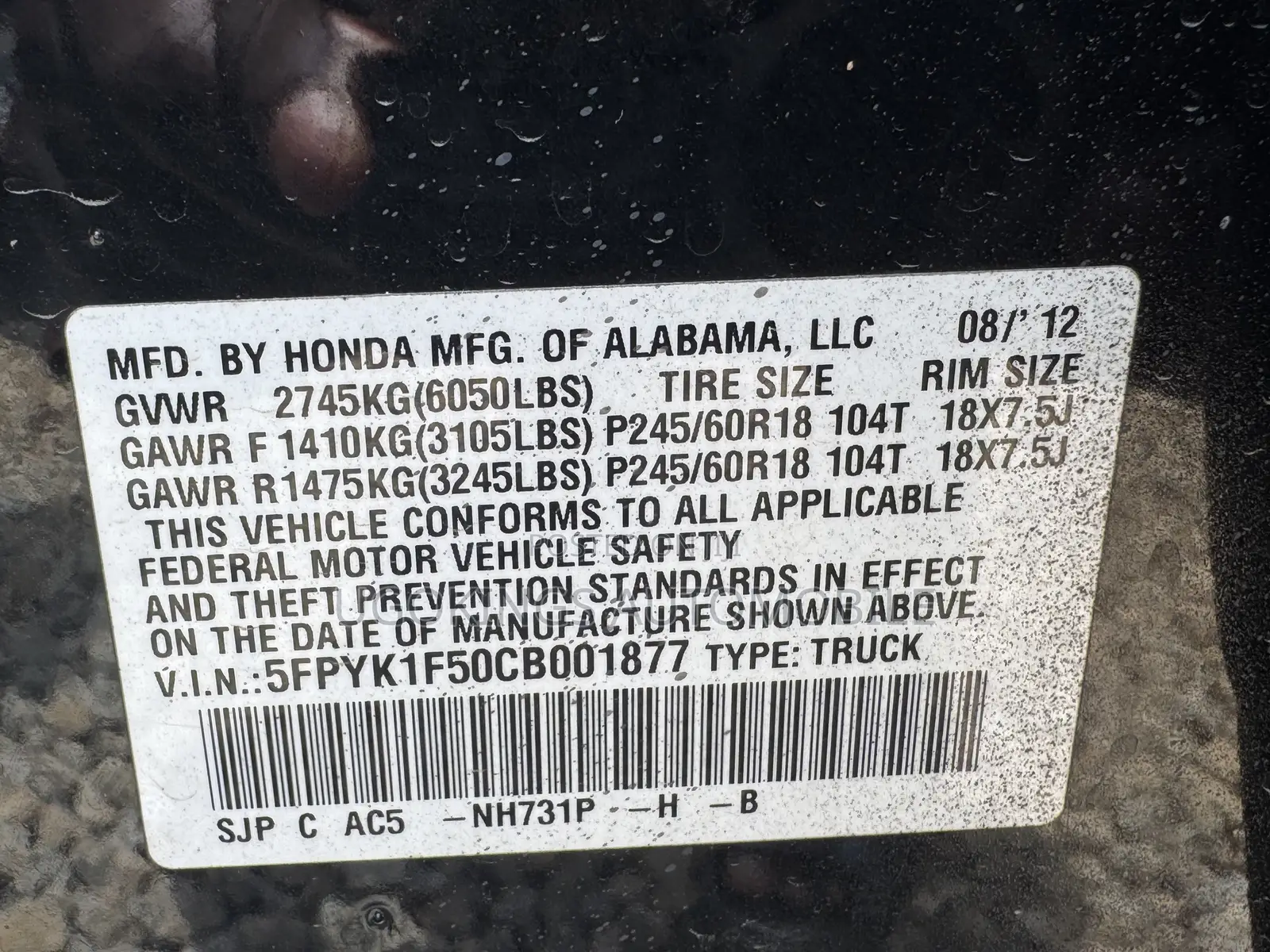 Honda Ridgeline 2014 Black