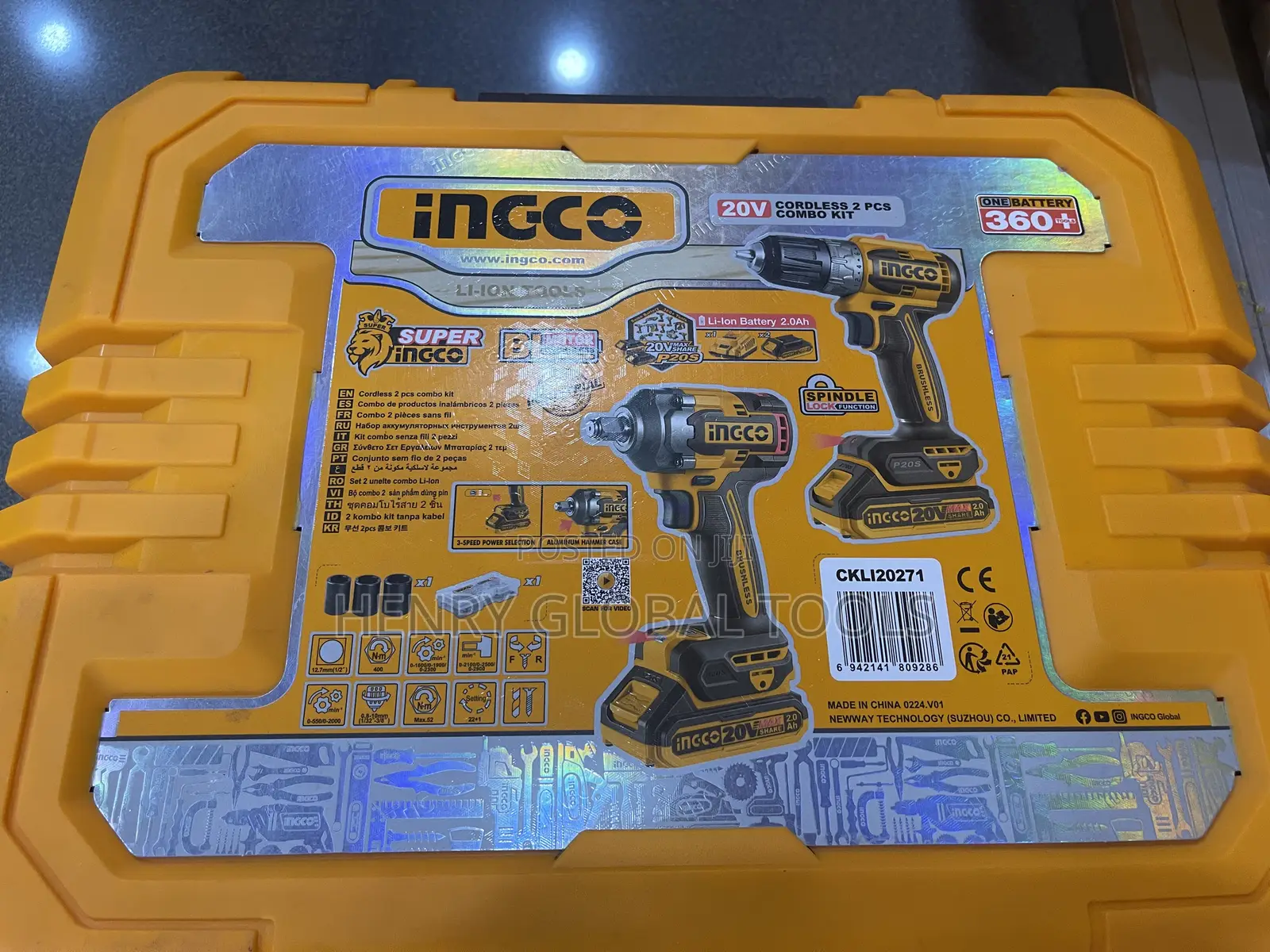 20v Ingco 2in1 Cordless Drill and Impart Driver Set