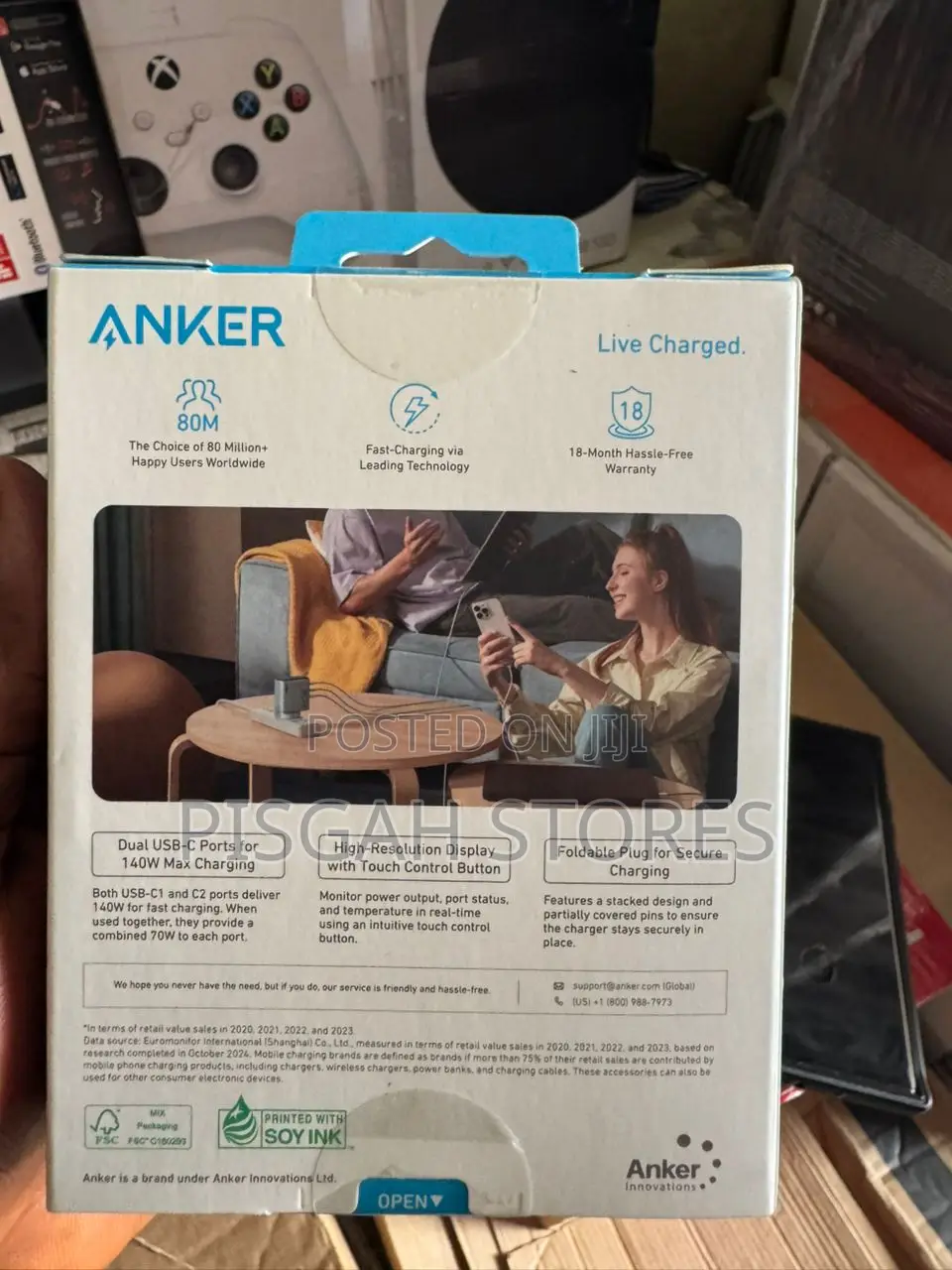 Anker Laptop Charger- 140w Max Usb C Charger 4-Port Multi-Device-Black