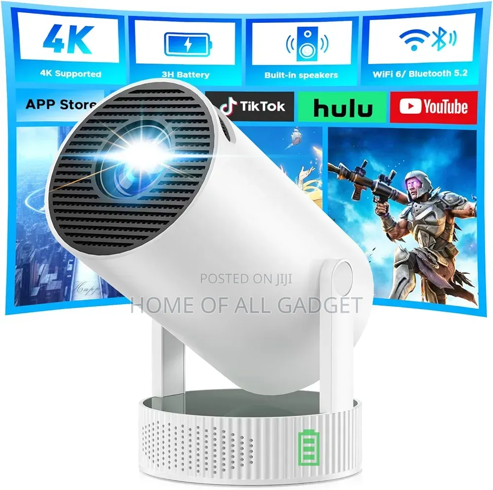 Mini Projector, Projector With Wifi and Bluetooth Built-in Battery 