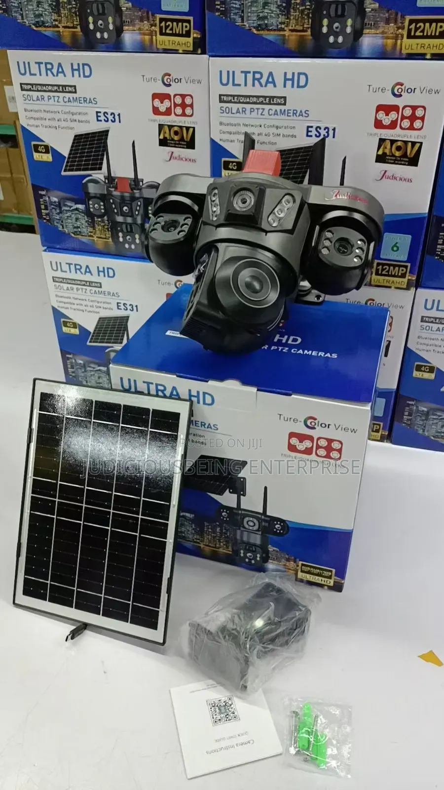3 Lens 12mp Always on Video Solar Powered Camera With Night Vision