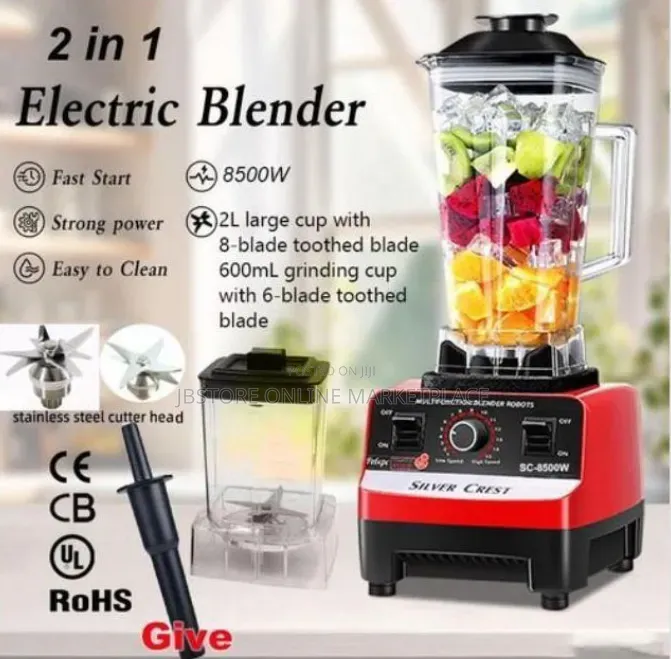 Silver Crest 2l Industrial 8500w Food Crusher Blender With 2 Jar