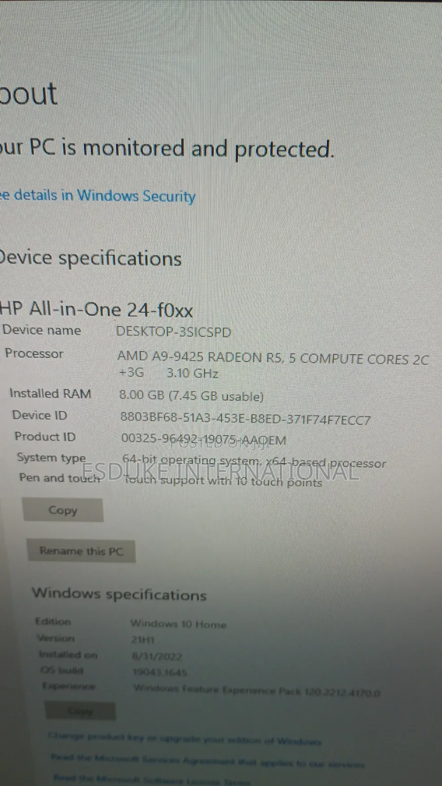 Desktop Computer HP 200 G4 22 All-in-One 8GB Intel Core i7 HDD+SSD 1T