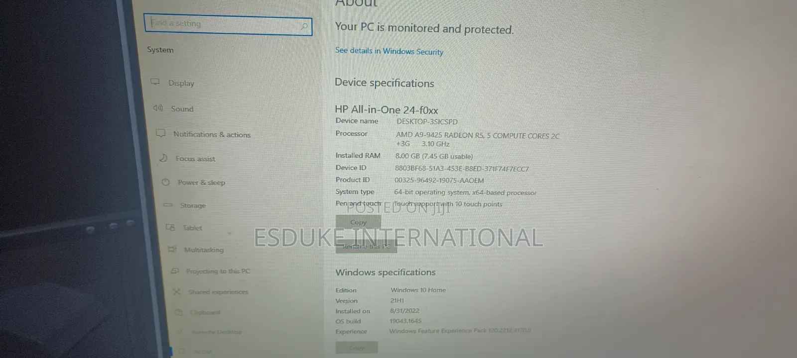 Desktop Computer HP 200 G4 22 All-in-One 8GB Intel Core i7 HDD+SSD 1T