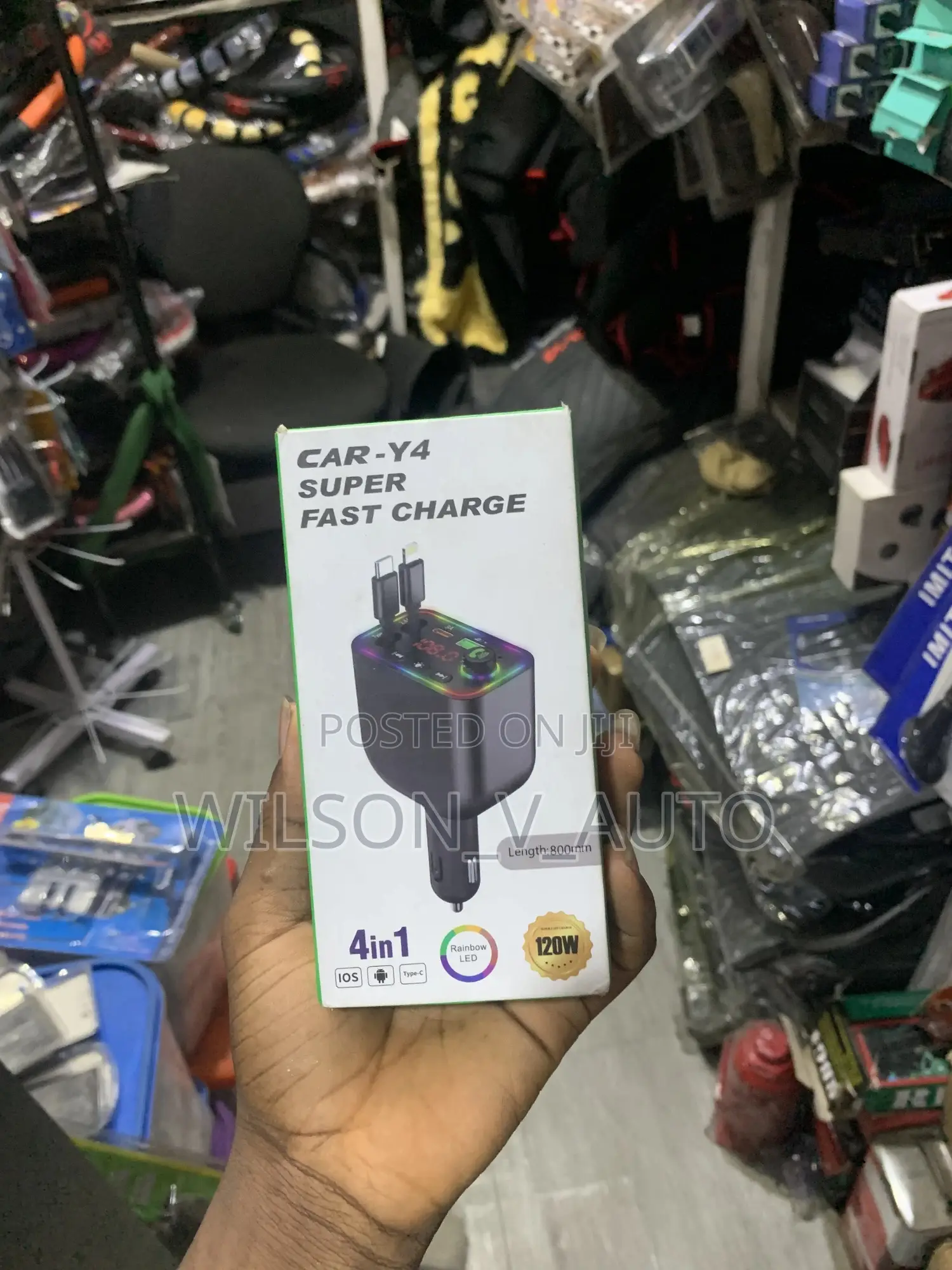 4 in 1 Super Fast Car Charger With Dual Cables Fm Transmitter