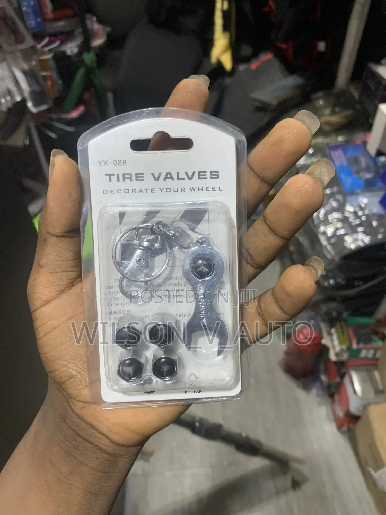 Universal Car Tire Valve Caps With Wrench Keychain