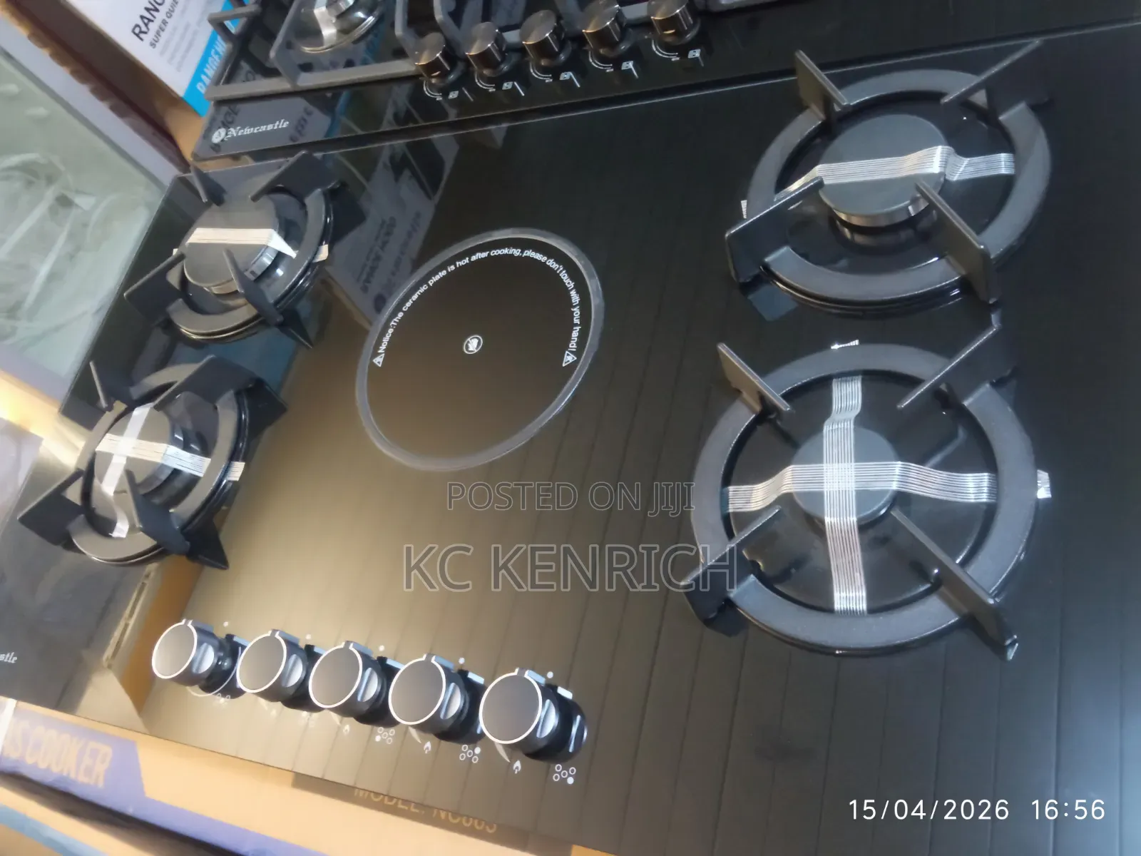 Gas Hob 4 Burner + 1 Electric Glass Cooker