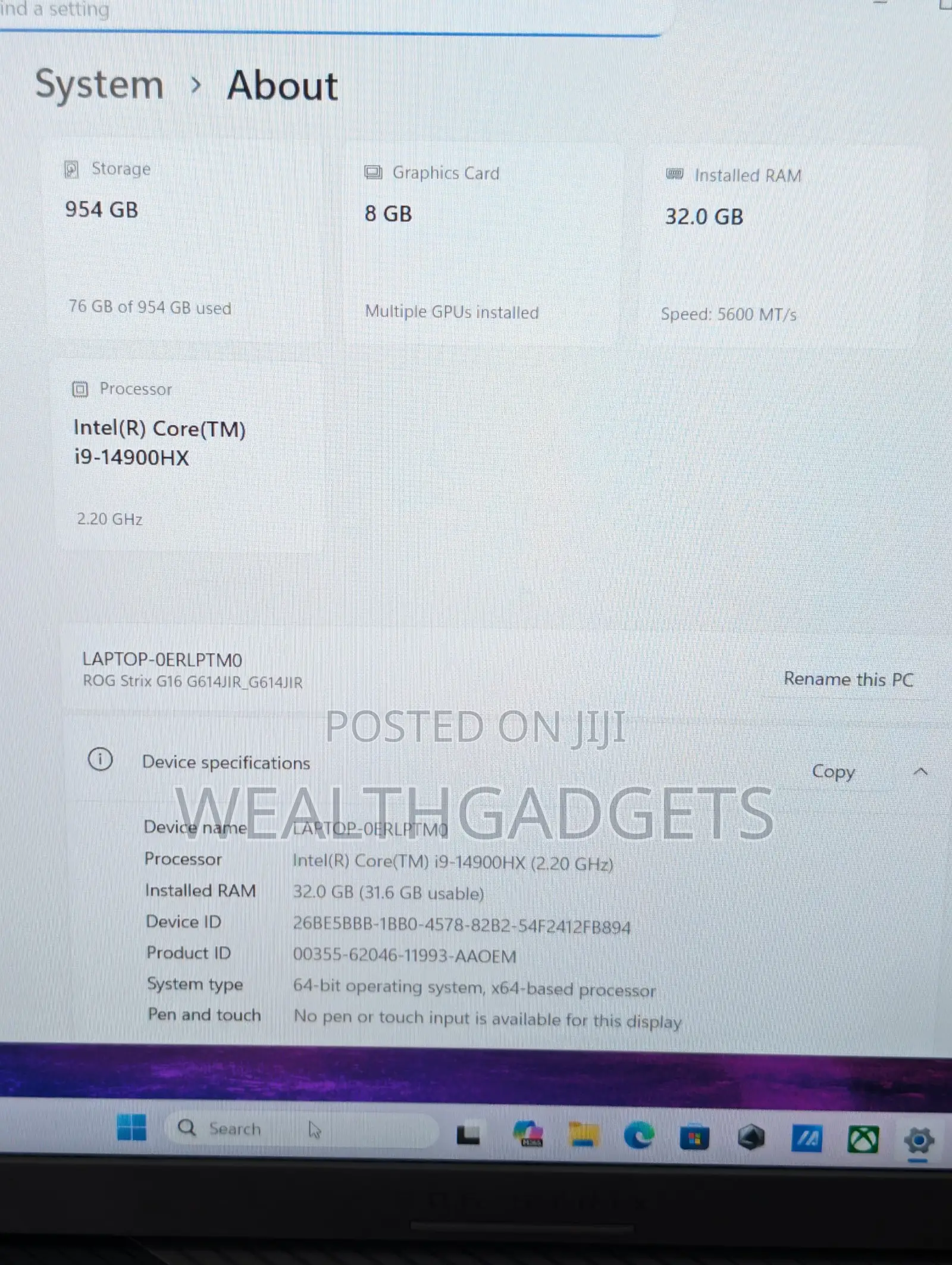 Laptop Asus ROG Strix G16 G614 32GB Intel Core i9 SSD 1T