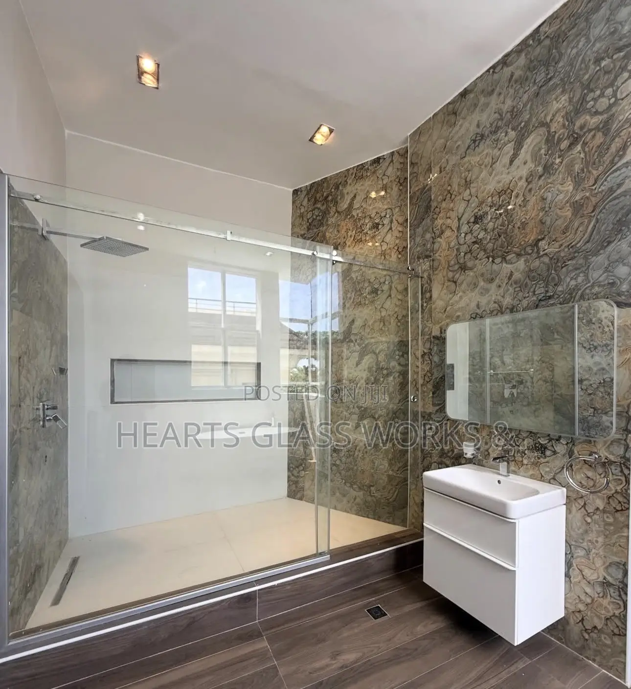 Cozy Slide Shower Cubicle Installed With Silver Hardware