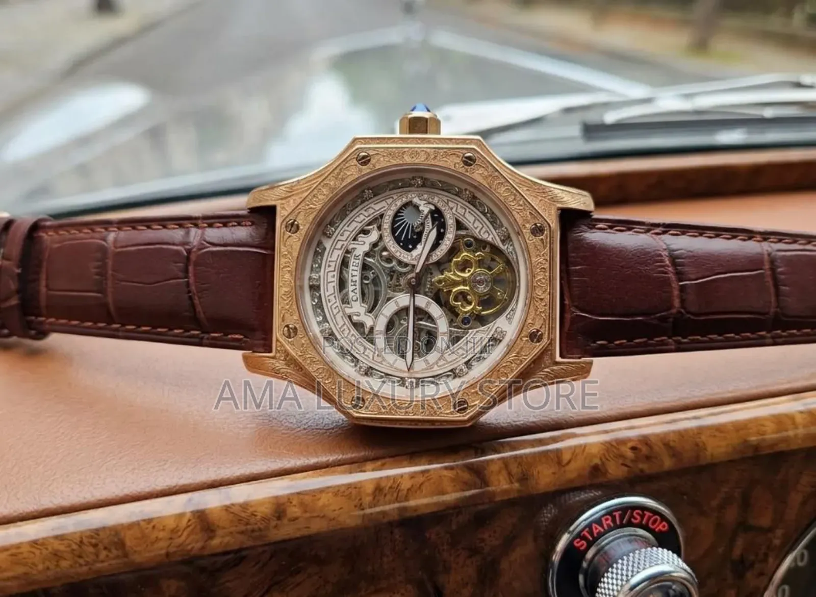 Cartier Genuine Leather Luxury Designer Men's Wristwatches