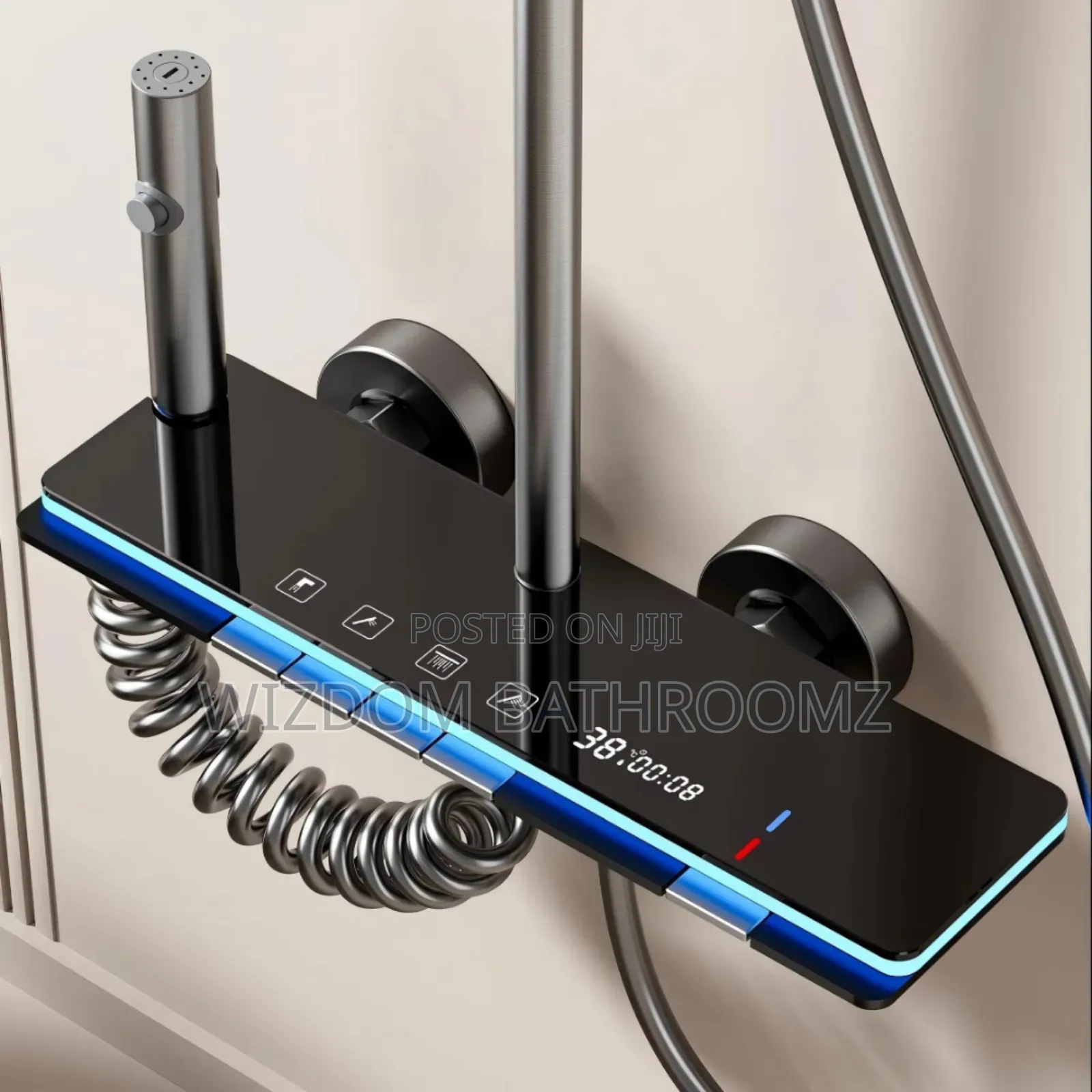 Led Shower Set With Temperature Display.