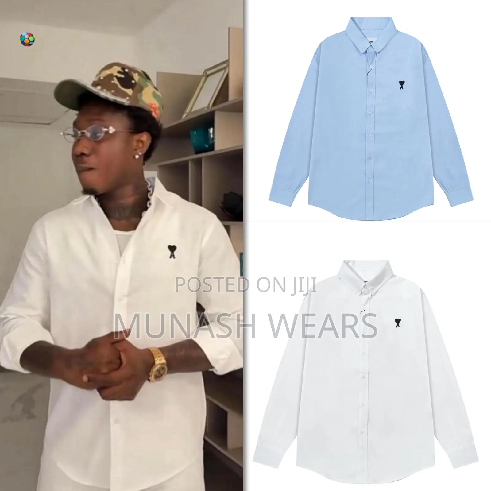 Ami Shirt Available in Blue and White