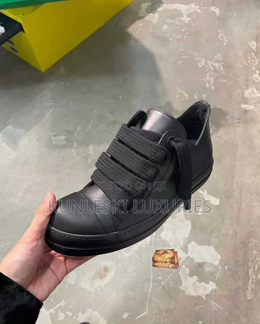 Original Rick Owens DRKSHDW Hexa Black Low Top Leather Sneakers