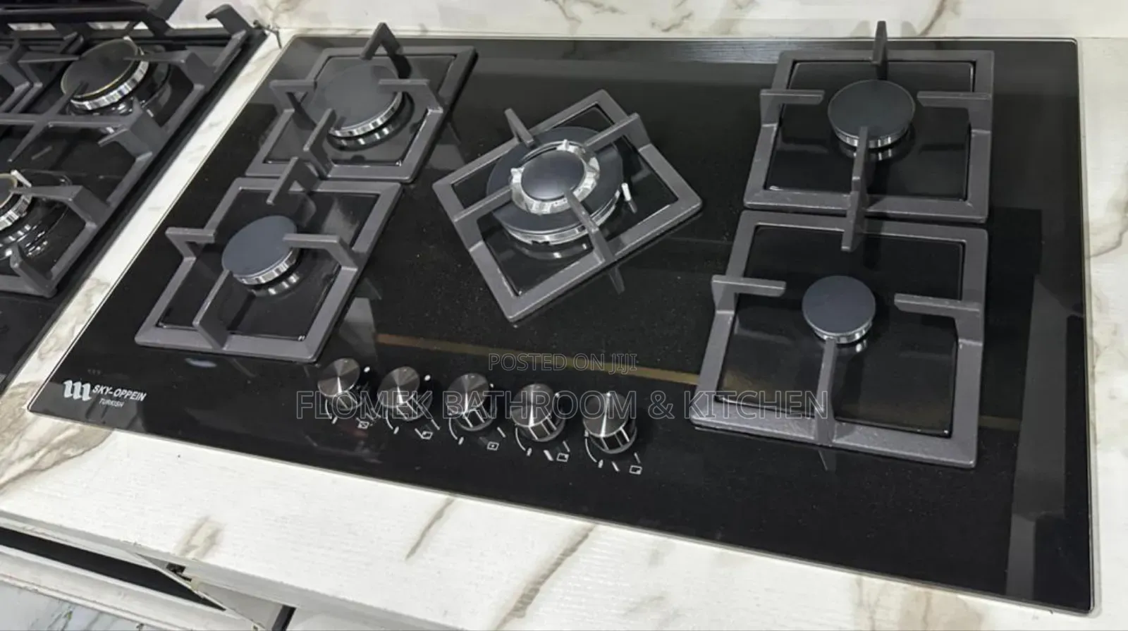 Luxury 5 Burner Built-in Gas Cooker | Black Glass Hob