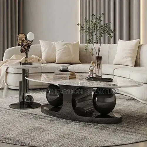 2-Piece Oval Coffee Table Set – Black