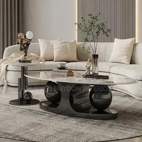 2-Piece Oval Coffee Table Set – Black