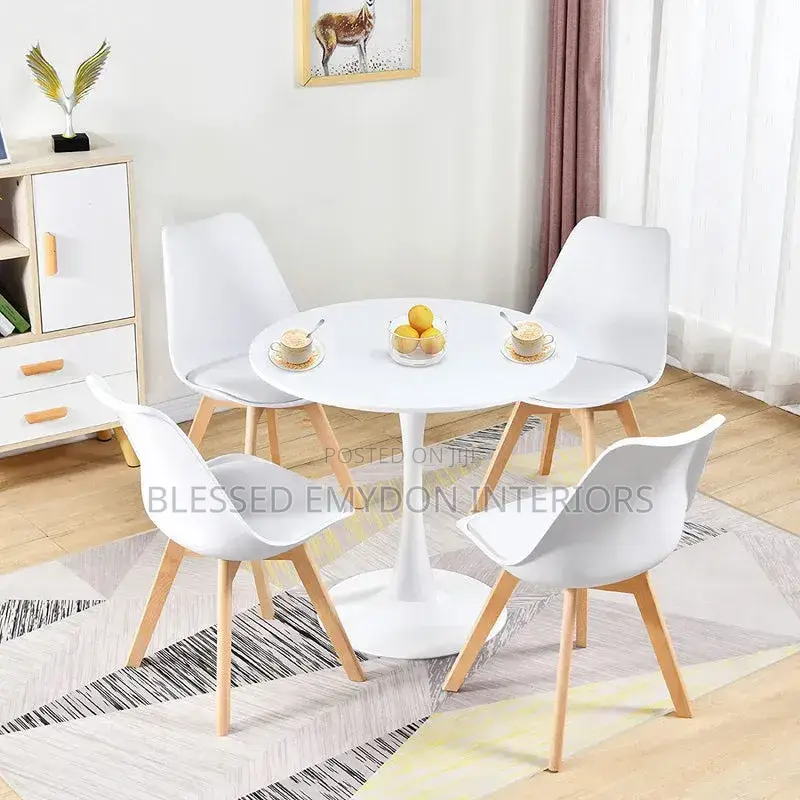 Tulip 4 Seater Round Dining Table and Chair Set
