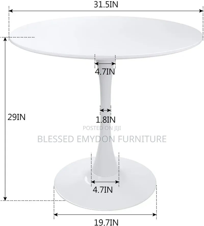 Tulip 4 Seater Round Dining Table and Chair Set