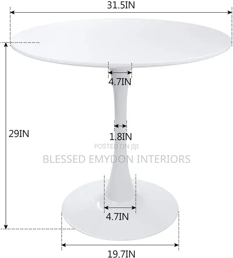 Tulip 4 Seater Round Dining Table and Chair Set