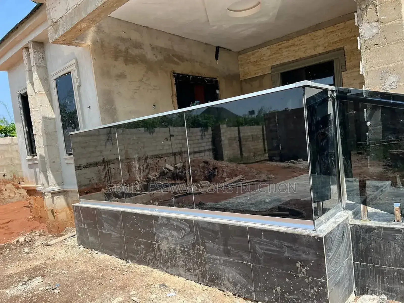 Entrance Black Glass Handrails