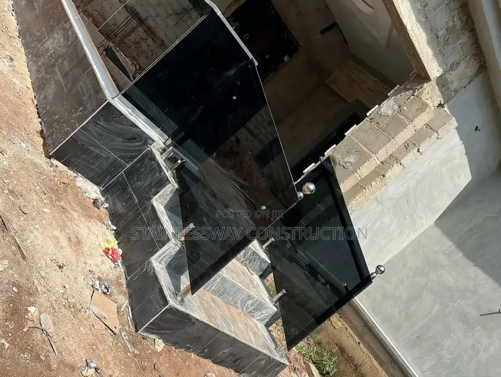 Entrance Black Glass Handrails