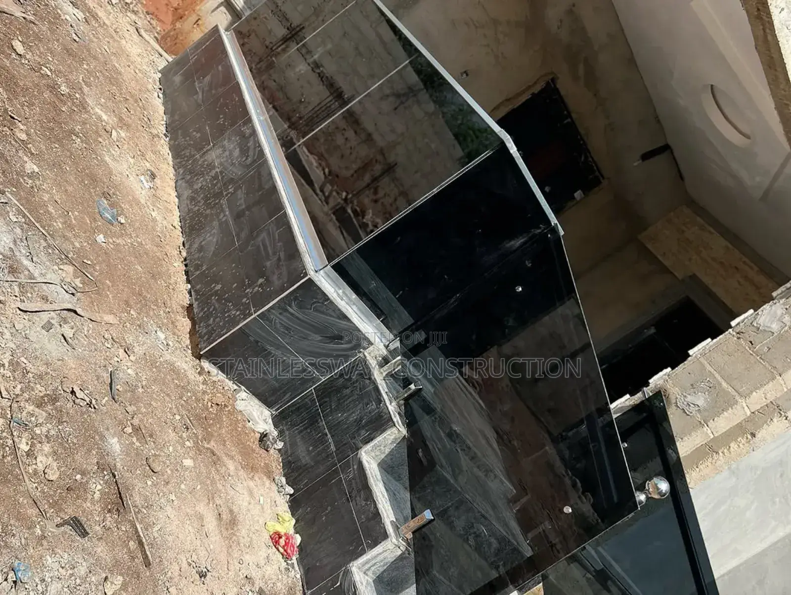 Entrance Black Glass Handrails
