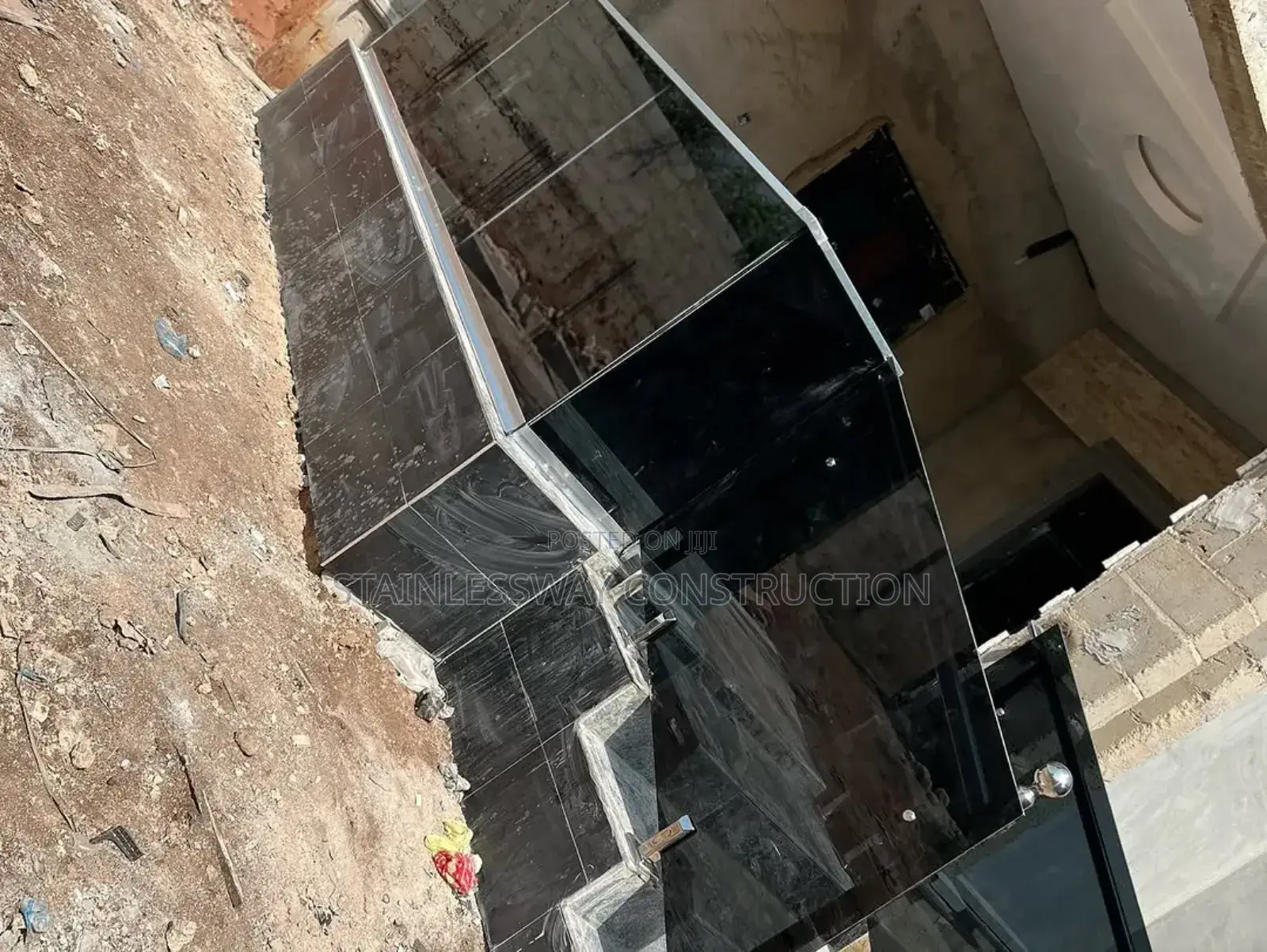 Entrance Black Glass Handrails