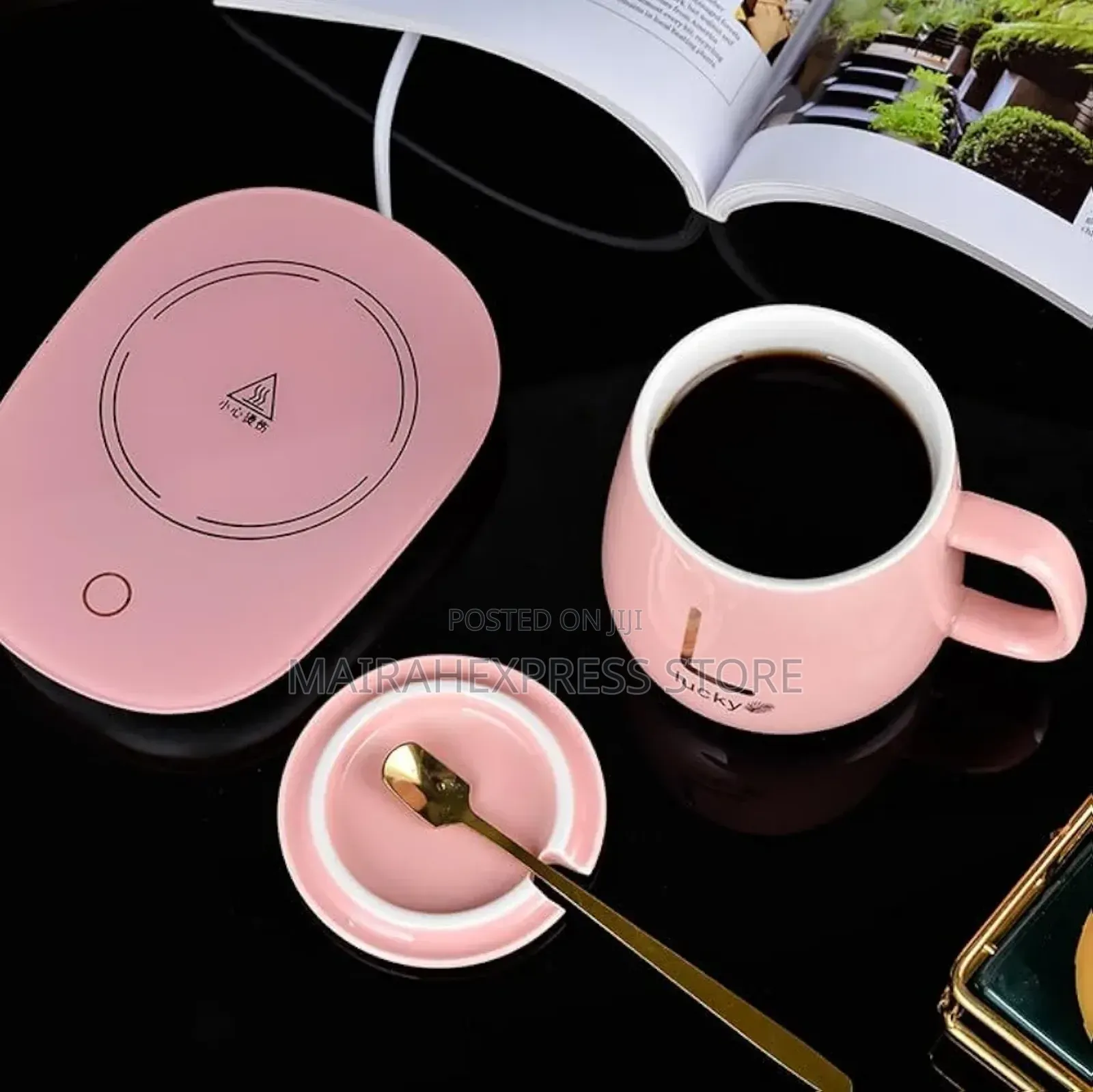 Portable Warmer Cup With Heat Pad For Travel, Office Desks, And Home