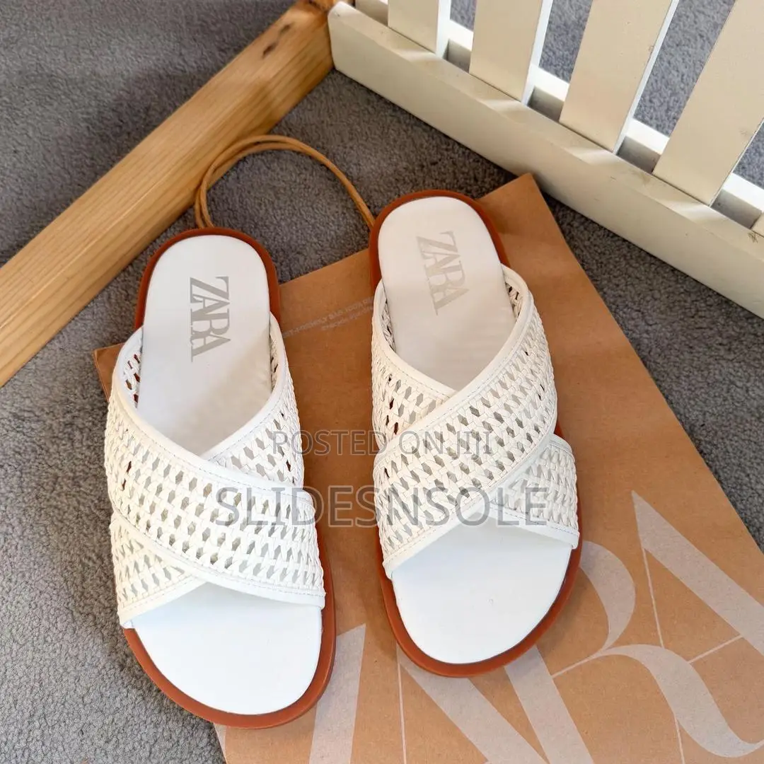 Zara Woven Criss-Cross Slide Sandals